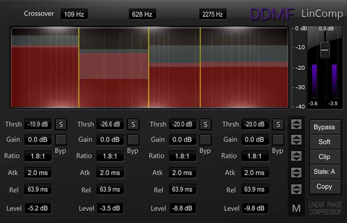 DDMF LinComp is a linear-phase multiband compressor VST (Virtual Studio Technology) plugin for Windows and macOS. DDMF LinComp runs as a VST, RTAS, AU, and AAX plugin. DDMF LinComp VST plugin can be used with all major digital audio workstations (DAW) including Live, Logic, Cubase, Pro Tools, and others.