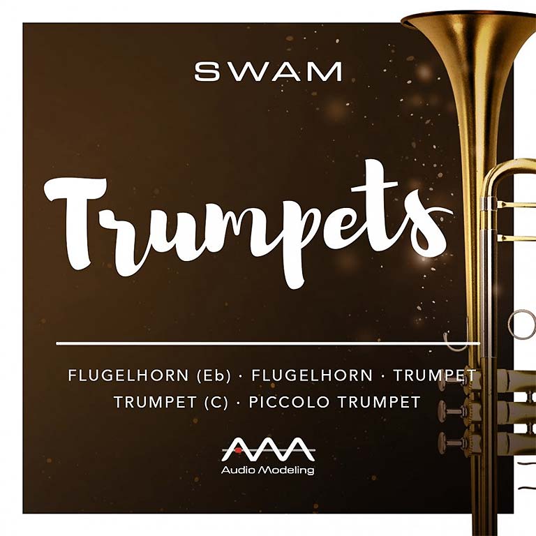 'SWAM Trumpets' collection includes five expressive and realistic virtual Trumpets: Flugelhorn, Flugelhorn (Eb), Trumpet (Bb), Trumpet (C), Piccolo Trumpet.