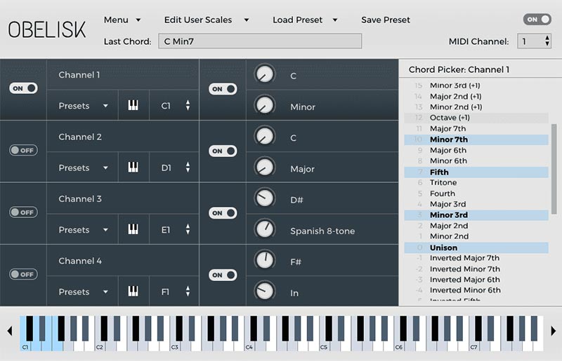FrozenPlain's Obelisk VST plugin makes it effortless to write down chord progressions and explore new harmonies for your melodic lines.