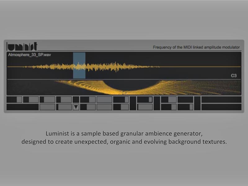 Download the Luminist, the granular texture generator for Max for Live, and Ableton Live. Luminist highly influenced by the gorgeous Folktek instruments.