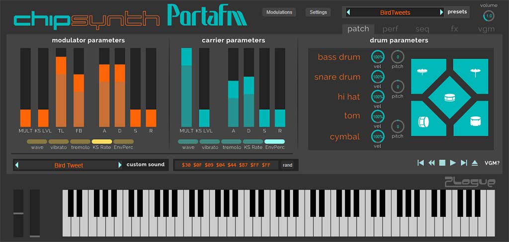 Publisher: Plogue
 Product: Chipsynth PortaFM
 Version: 1.072 - R2R
 Formats: VST, VST3, AAX
 Requirements: Windows 7 (x64) or higher
 Free Download (9 MB)