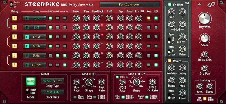 Publisher: Reason Studios & Jiggery-Pokery Sound
Product: Steerpike BBD Delay Ensemble
Version: 3.0.0-DECiBEL
Format: Reason Rack Extension
Requirements: You need R2R Reason release and TEAM R2R Reason Rack Extension Cache Builder