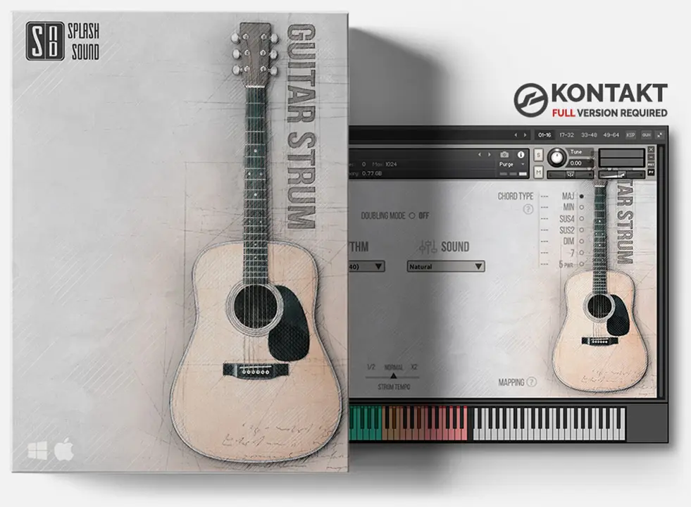 Publisher: Splash Sound
Supplier: MOCHA
Product: Guitar Strum
Requirements: KONTAKT 5.6.8 or higher 