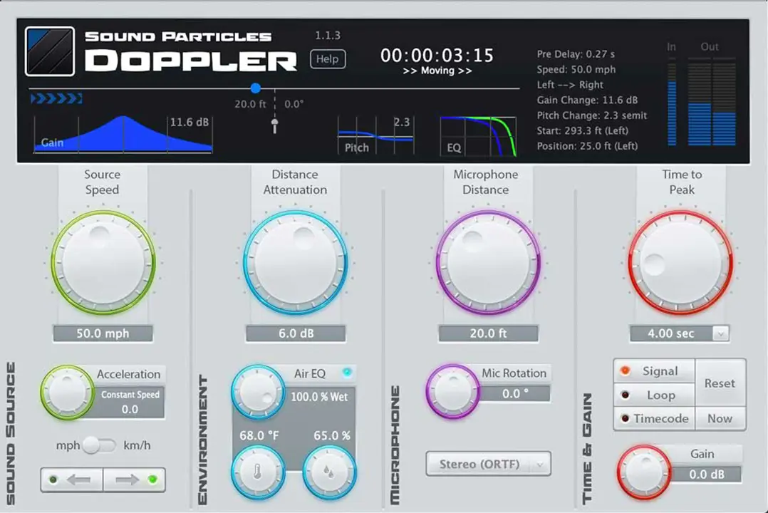 Doppler VST simulates the behaviour of objects moving through air
